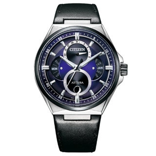 【CITIZEN 星辰】GENTS 光動能 鈦金屬月相潮男腕錶-皮錶帶藍面42mm(BU0066-11W)