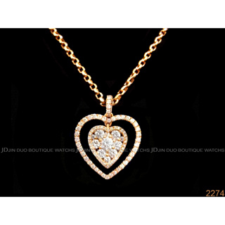 金鐸精品~2274 天然鑽石 心心相印造型 585/14K玫瑰金項鍊