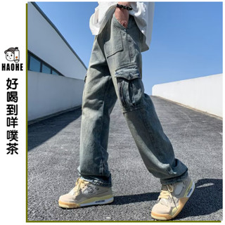 工裝褲 工作褲 大口袋 多口袋 做舊 水洗 潮流 痞帥 牛仔褲 褲子男 長褲 嘻哈風 高街 K12