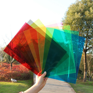 Pvc彩色透明片版，透光片版9片顏色隨機 商品內含9色A4大小的彩色透明片 三色原理 透光片 顏色片