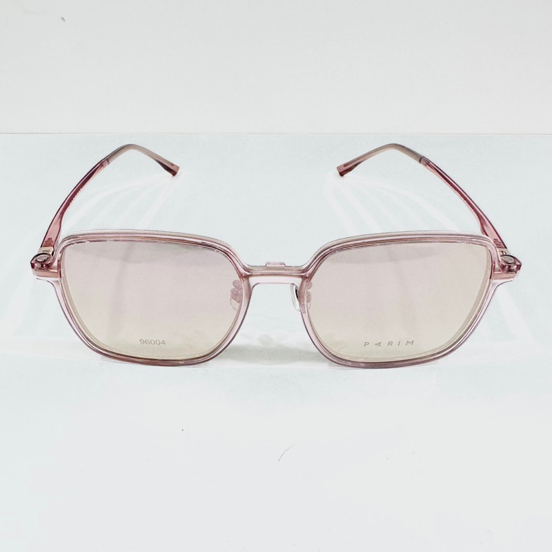 《名家眼鏡》PARIM 派麗蒙時尚前掛款玫瑰金搭粉色膠框鏡腳方框金屬+粉水銀偏光前掛片96004 K1