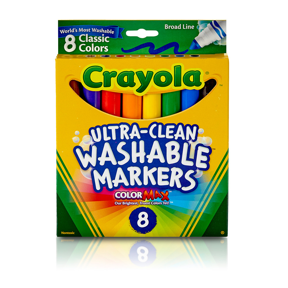 【美國繪兒樂Crayola】可水洗粗頭彩色筆經典色8色｜專為兒童打造無損筆頭 可水洗 幼童適用