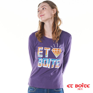 BLUE WAY ET BOiTE 箱子 -女款 ET鑽石印花長袖TEE(紫)