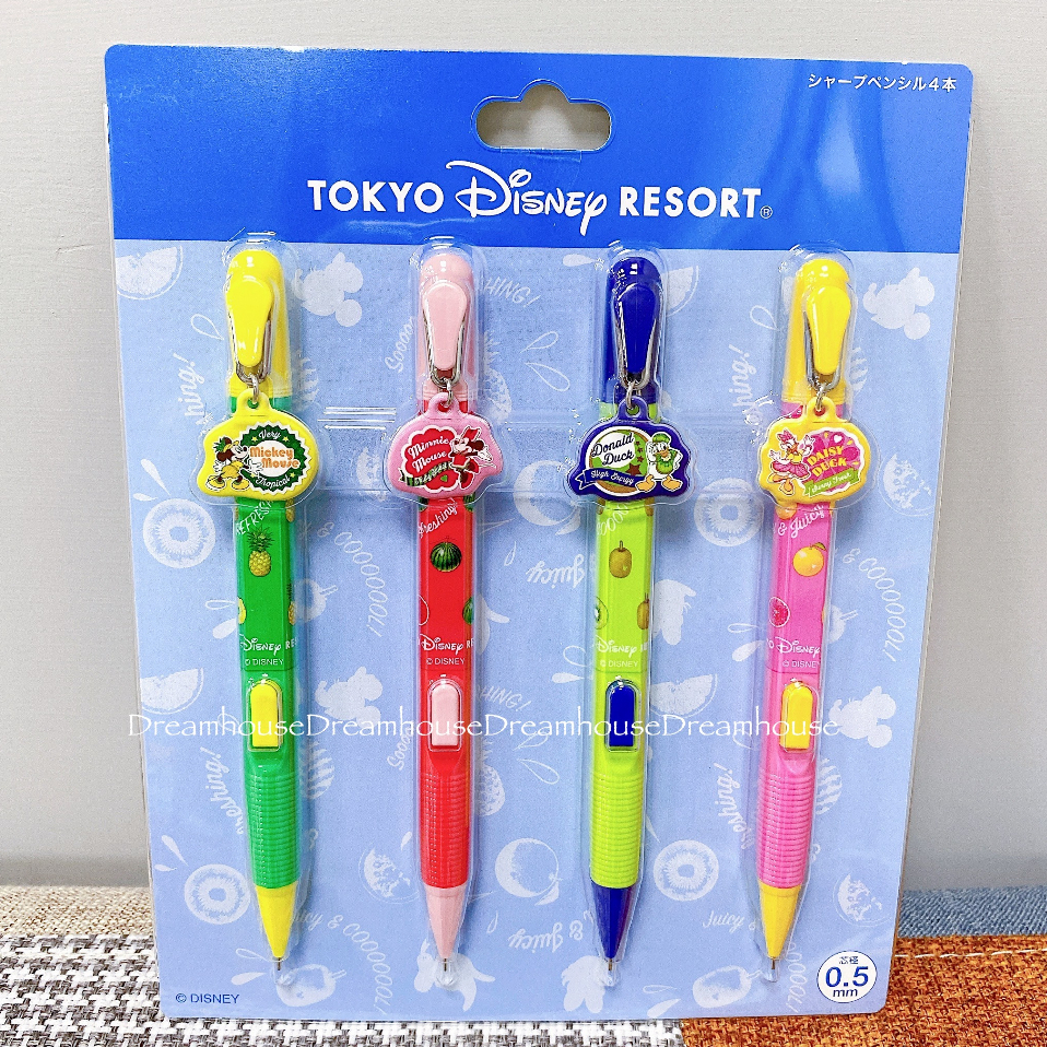東京迪士尼 日本製 米奇 米妮 唐老鴨 黛西 鳳梨 西瓜 奇異果 葡萄柚 自動鉛筆 筆組 自動筆 筆