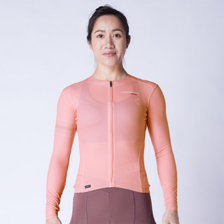 【Atlas 亞特力士】女冷黑多段迴圈輕量長袖車衣–鮭魚粉