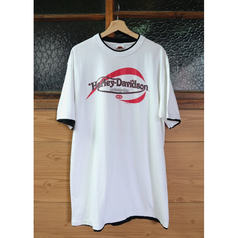 「富士鳥」古著 美國製 Harley Davidson 哈雷經典logo tee 古著T恤