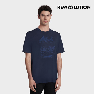【Rewoolution】男 REFLECTIONS 140g短袖印花T恤(海軍藍)|CB1MC513 M1M010SJ