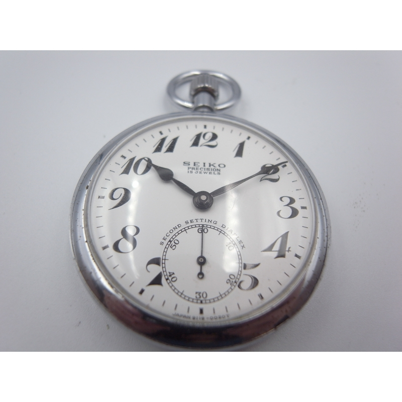 (昭和45年)日本製 SEIKO PRECISION 15石9119A(有停秒) (爺爺的鐵道手卷式老懷錶)(國鉄)