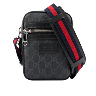 GUCCI GG Supreme 帆布拉鍊小斜揹包(黑灰色) 682357 K5RLN 1095