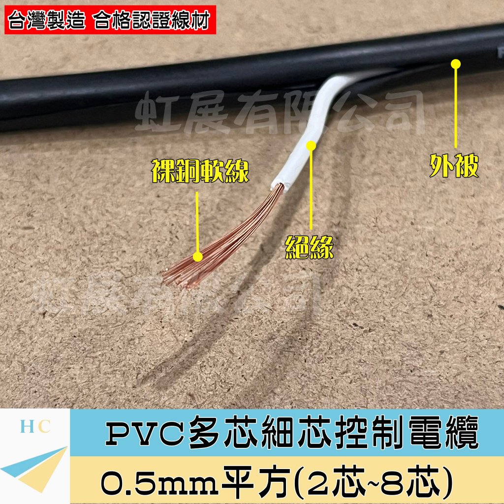 『快速出貨』0.5mm² PVC多芯控制電纜 2~8芯 輕便電纜 0.5平方