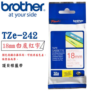 【3CTOWN】含稅公司貨 BROTHER 18mm 白底紅字 原廠 連續護貝標籤帶 TZe-242