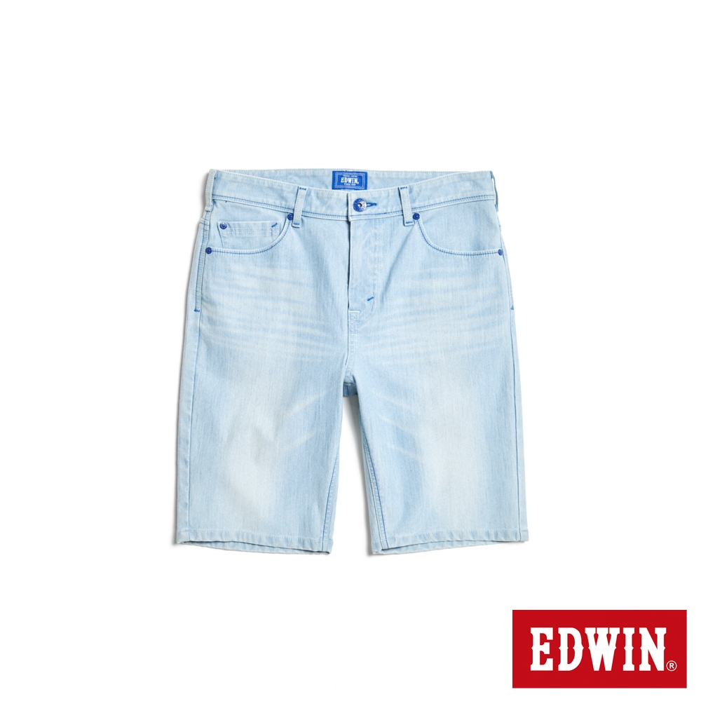 EDWIN 加大碼 EDGE JERSEYS 迦績 合身牛仔短褲(漂淺藍)-男款