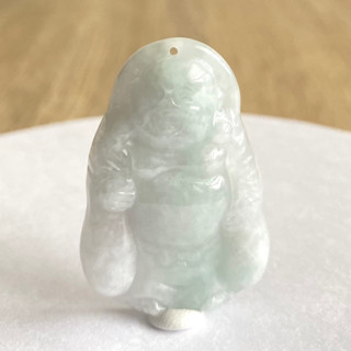 【採霏】天然緬甸玉A貨 翡翠 冰糯種淺綠招財平安彌勒佛玉墜