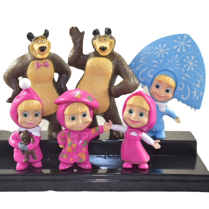【台灣現貨】清倉 瑪莎與熊 蛋糕烘培 裝飾 禮品 生日 兒童 卡通 可愛 模型 玩具 公仔 棕熊 動物