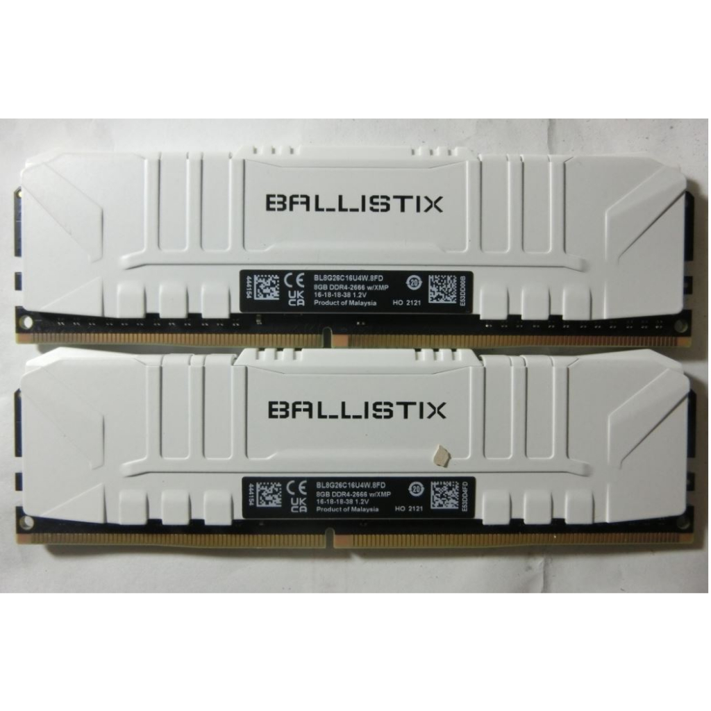 美光 白色 Crucial Ballistix 8G*2=16gb DDR4-2666記憶體