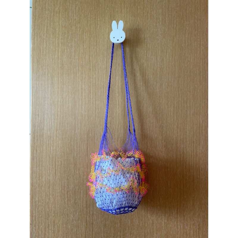 ［9成新］日本手編 斜揹 塑膠繩 超可愛夏日網袋 編織包