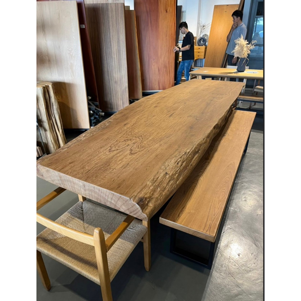 謝木木工作室 緬甸柚木一片板 290*90~85*10.5 原木 桌板 餐桌 會議桌 展示桌 辦公桌 書桌