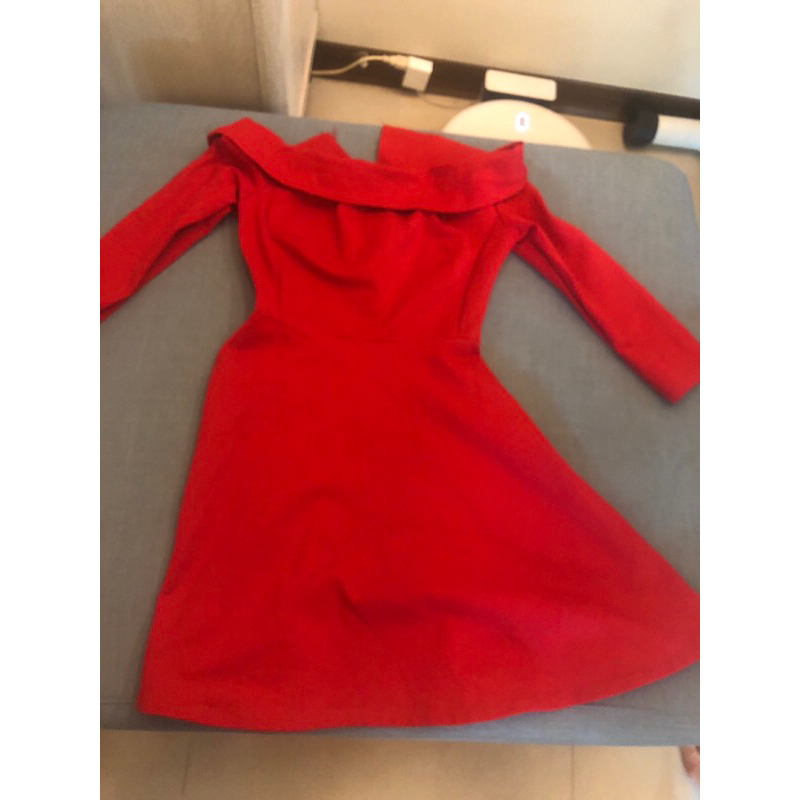 二手 七分袖 厚度 喜宴 紅色 小洋裝 小禮服 xs 超小件