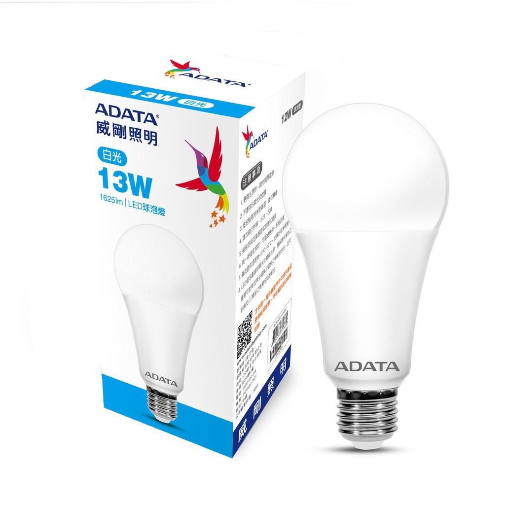 ADATA威剛 高效能 LED 12W 燈泡 白光 墊腳石購物網