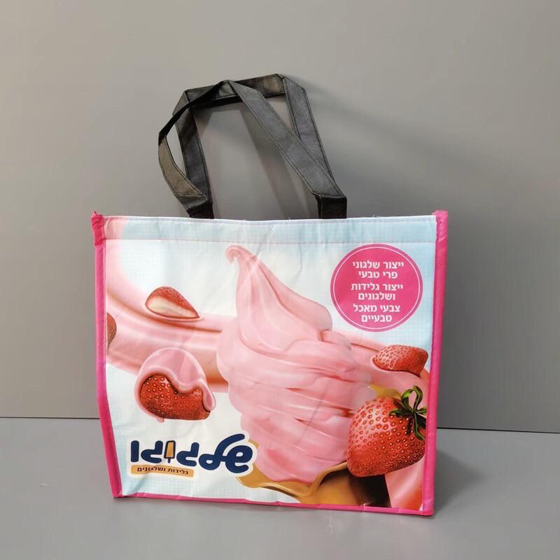 【 Flyer的旅行箱】全新 現貨 草莓冰淇淋大容量無紡布覆膜鋁箔保溫包/手提袋/戶外野餐袋/保鮮袋