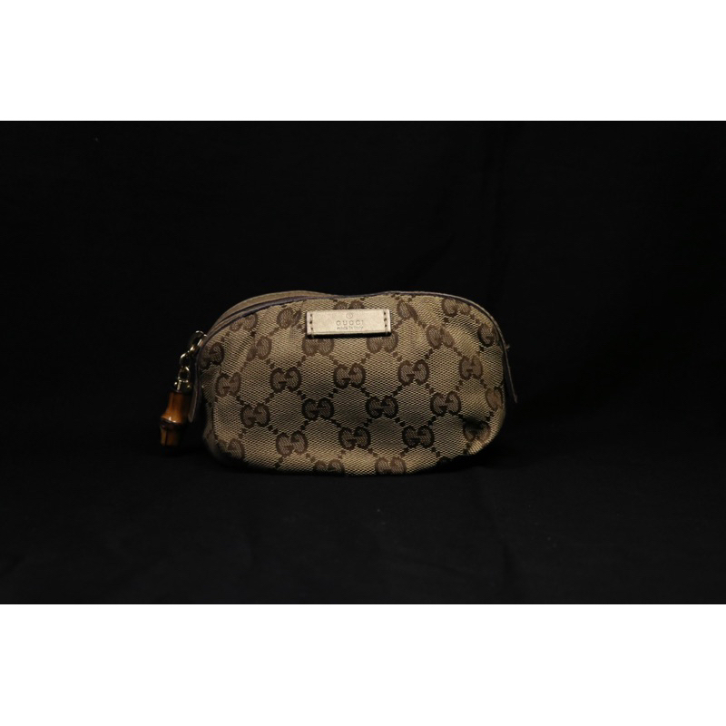 Gucci 竹節小包| Vintage GG Canvas Bamboo Zip Mini Pouch