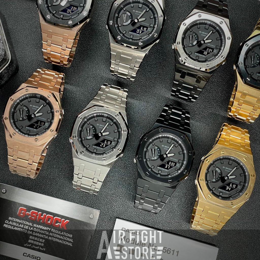 AF Store*G-SHOCK GA-2100改裝 GA-2100-1A1 黑魂 6代7代 AP樣式 不鏽鋼 農家橡樹