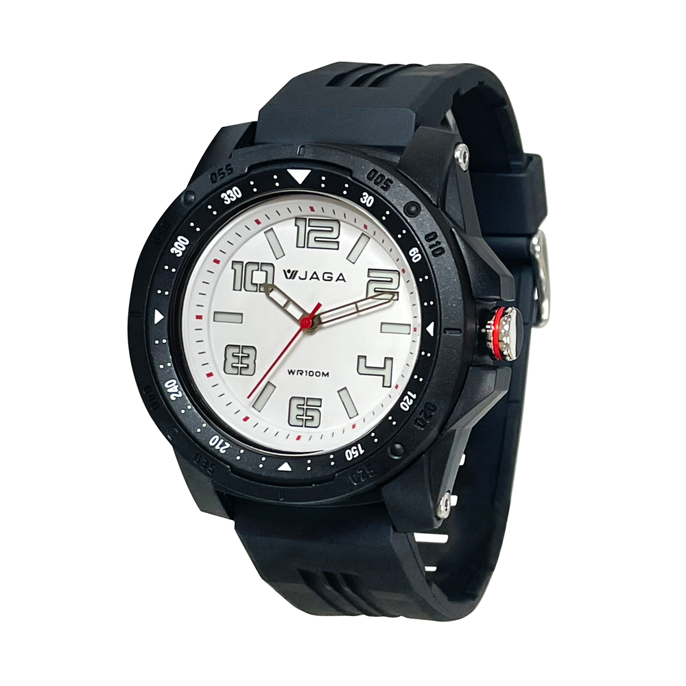 【WANgT】JAGA 捷卡 AQ1227 時間顯示 三針時尚手錶 黑白配色風格