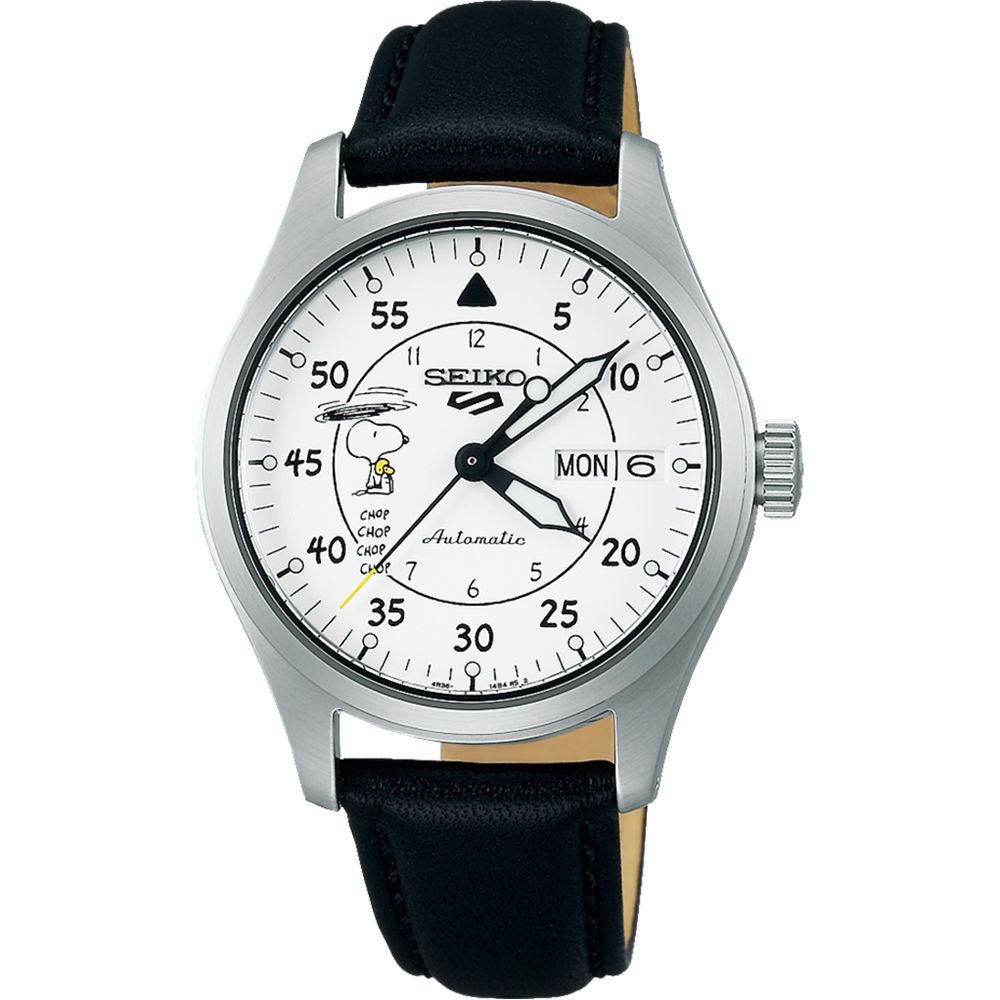 SEIKO 精工錶 5 sport55週年 PEANUTS限量聯名款機械腕錶4R36-14W0Z(SRPK27K1)