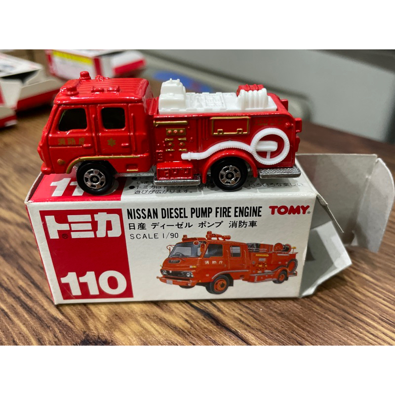 TOMICA  絕版 紅標 多美 NO.110 NISSAN DIESEL PUMP FIRE ENGINE 消防車