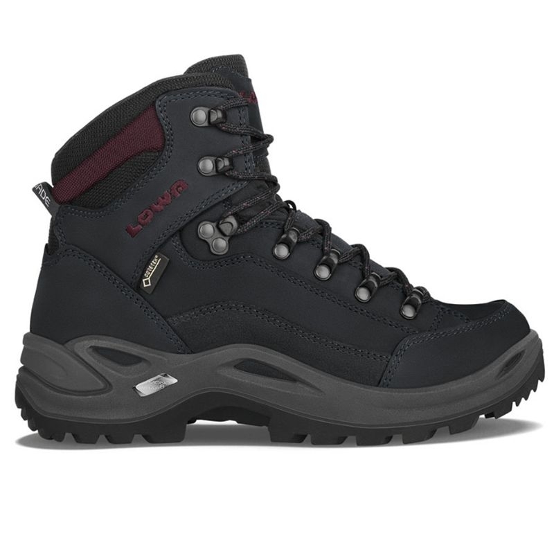 LOWA RENEGADE GTX MID 中筒防水登山鞋 女 黑灰/深酒紅 UK5.5