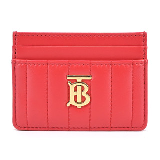 BURBERRY Lola TB金字LOGO格紋絎縫羔羊卡片夾(紅色)｜100%原廠真品｜JS Maxx官方旗艦館