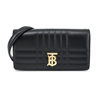 BURBERRY Lola TB金字LOGO 絎縫羔羊皮翻蓋斜揹包(黑色)｜100%原廠真品｜JS Maxx官方旗艦館