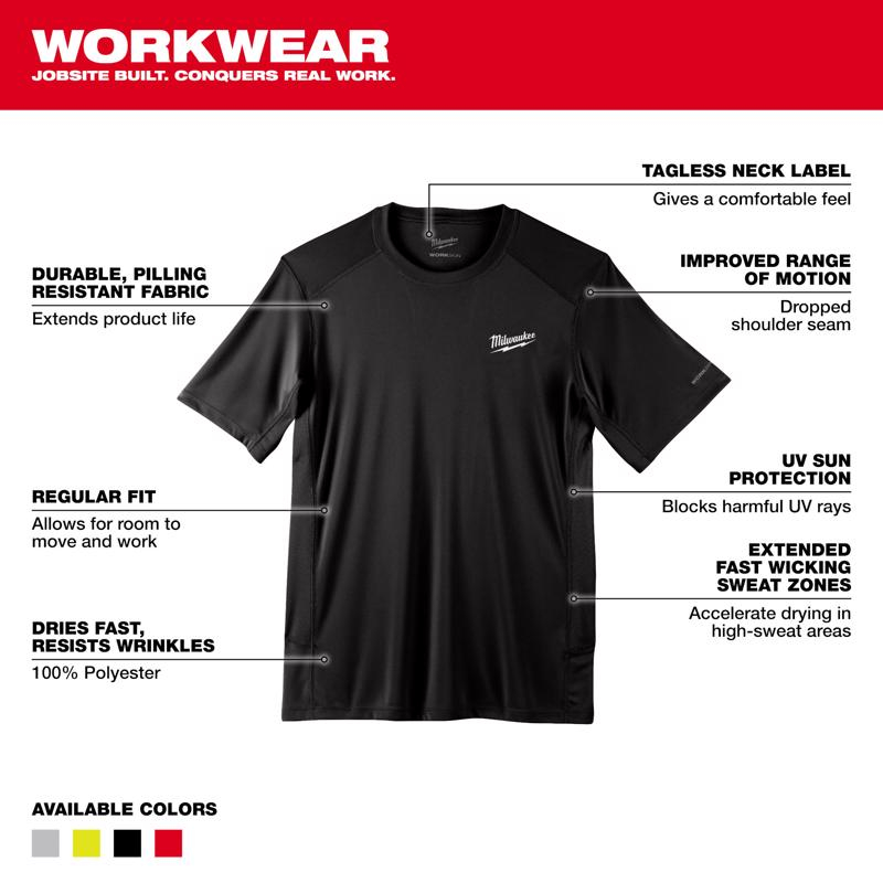 新款Milwaukee 吸濕排汗速乾型輕量性能衫工作服 圓領衫 T恤 美沃奇 短袖 排汗吸濕 襯衫 衣服