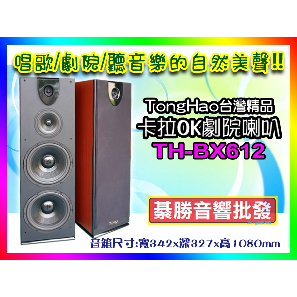 【綦勝音響批發】TongHao 全音域頂級雙12吋落地式喇叭 TH-BX612 適用於卡拉OK/家庭劇院，極致震撼