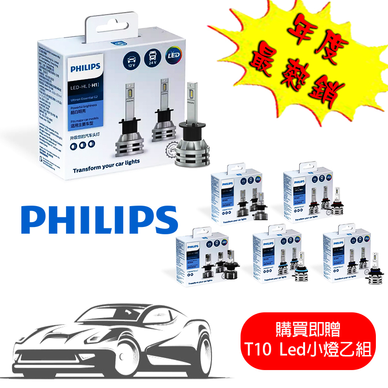 ✧台灣現貨✧ PHILIPS飛利浦LED大燈 6500K 皓鑽光G2 H1/H4/H7/H11/HB3/HB4/HIR2