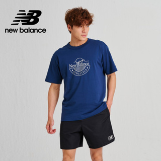 【New Balance】 NB 圓領親膚短袖上衣_男性_深藍色_AMT33541NNY