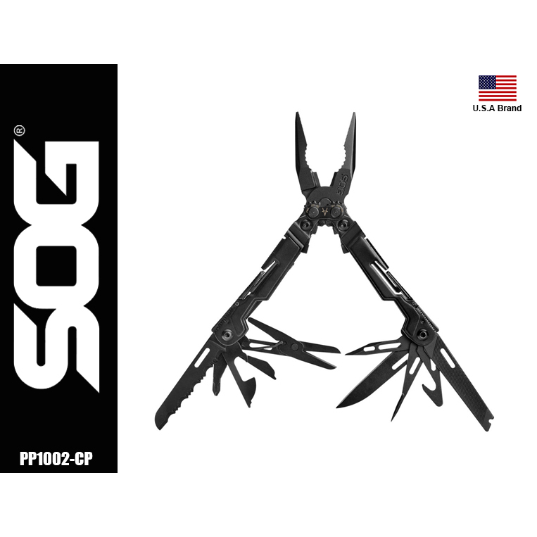 美國SOG特偵組18用多功能工具鉗黑款POWERPINT附背夾【SOGPP1002-CP】
