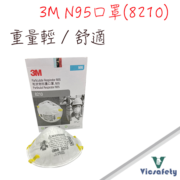 3M-8210防護口罩  N95等級  防塵 防粒狀物防護口罩 (20入/盒)