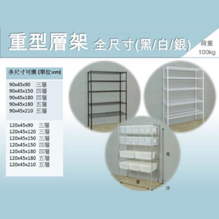 【臺製現貨】重型層架全尺寸(黑/白/銀) 烤漆鐵架/電鍍鐵架/收納層架/鐵力士架