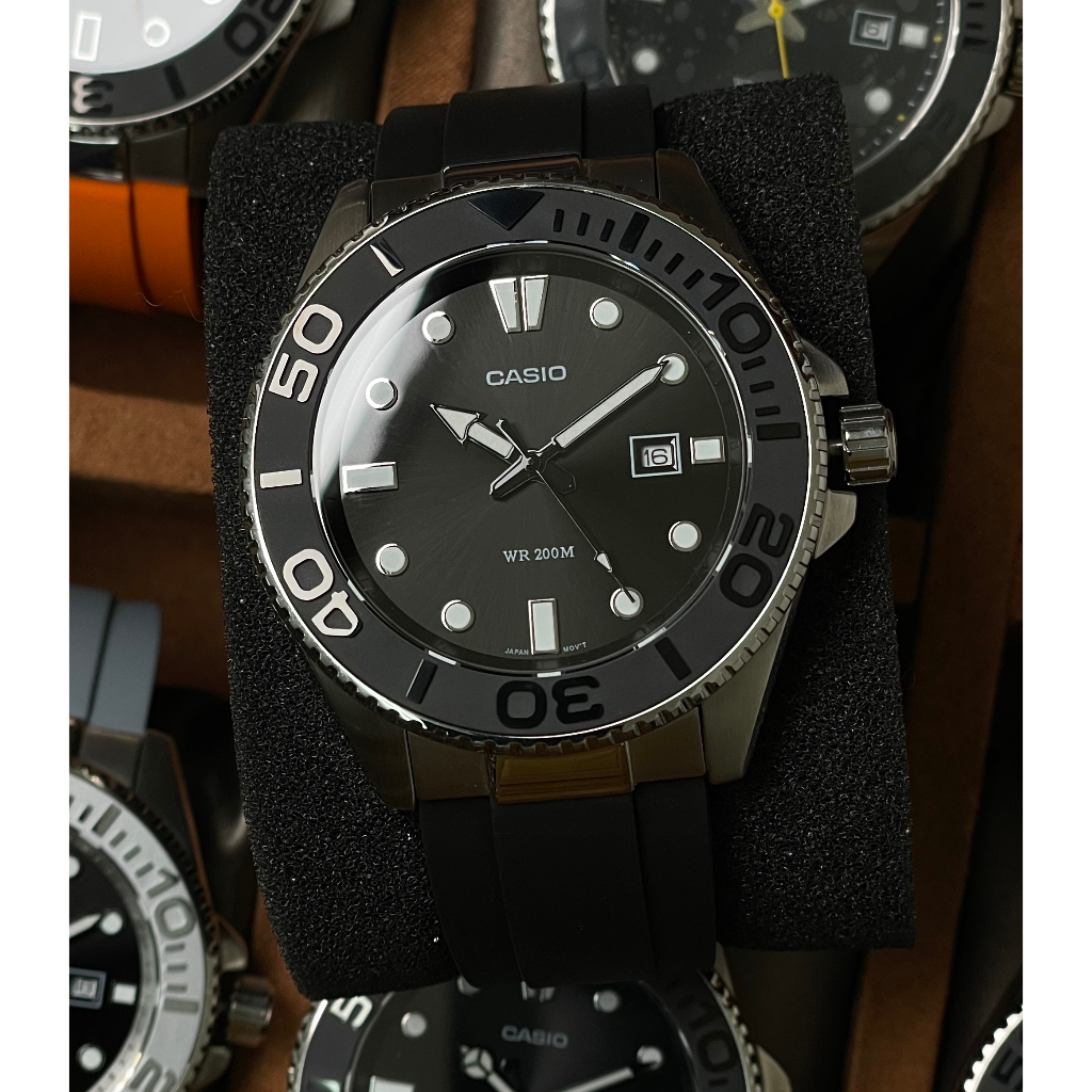 『布萊恩 槍魚王』 Casio MDV-107 黑遊艇x黑化原廠樣式錶針 黑槍魚 黑水鬼 劍魚 槍魚
