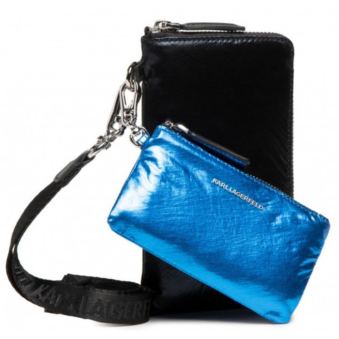 真品 Karl Lagerfeld 二合一雙包 頸包 掛脖包 黑、亮藍 手機包 + 零錢包 + 鑰匙包 掛頸包 頸掛包