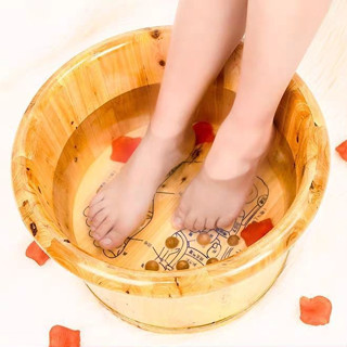【享受足浴 實木燻蒸】香柏木養生泡腳盆泡腳木桶穴位按摩泡腳桶實木足療木桶洗腳盆 B6YU