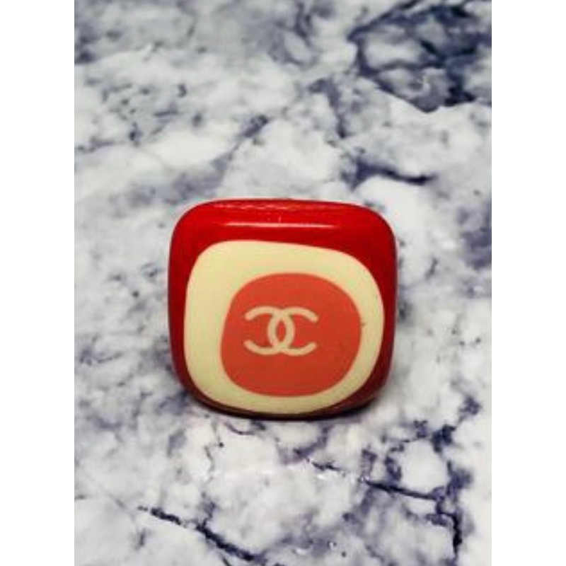 二手  Chanel 香奈兒  紅色 方型 耳環 耳夾 夾式 Vintage 刻牌03P 或 05P 老香 古董