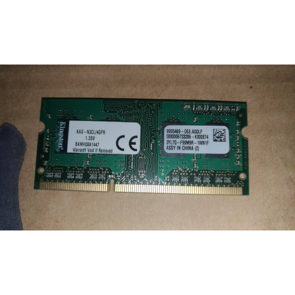 筆電記憶體 金士頓 Kingston 4GB DDR3L 1600 KAS-N3CL/4GFR 1.35V