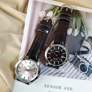 CASIO復古石英錶 造型紳士型男 貴婦女神超質感 大小錶徑對錶/皮質/不鏽鋼錶帶 保證正品附保固卡MTP-V004L