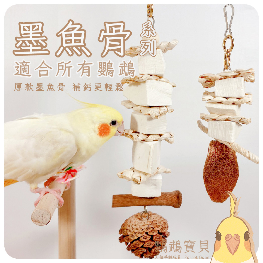 鸚鵡玩具 台灣製 墨魚骨 天然啃咬玩具 鳥用品 鳥玩具 鸚鵡啃咬串 橫斑 虎皮 小鸚 玄鳳 凱克 和尚 太陽 灰鸚