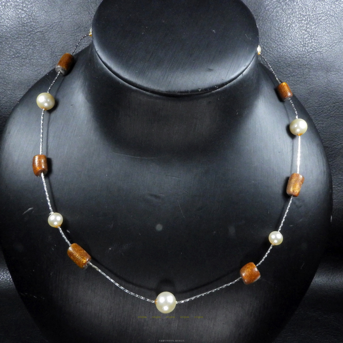 珍珠林~小小溢膠特價出售~8MM南洋硨磲貝珍珠黃金珊瑚項鍊.附贈耳環#053+2