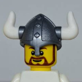 &lt;樂高人偶小舖&gt;正版樂高LEGO 頭盔12 白角 維京 平光銀 城堡 士兵 維京人 配件