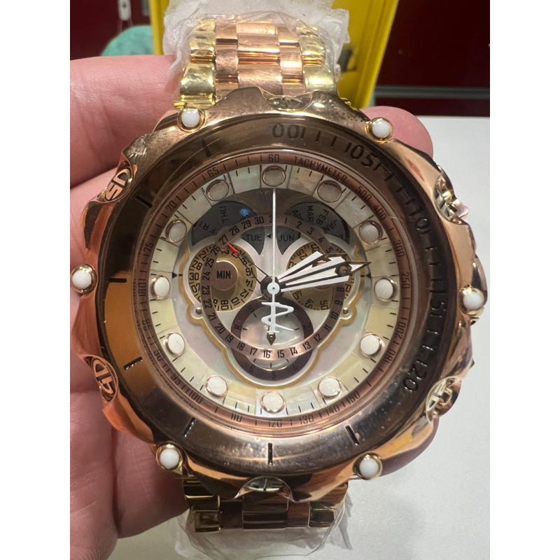 英威特INVICTA 龍蛇系列玫瑰金雙色鋼帶石英錶