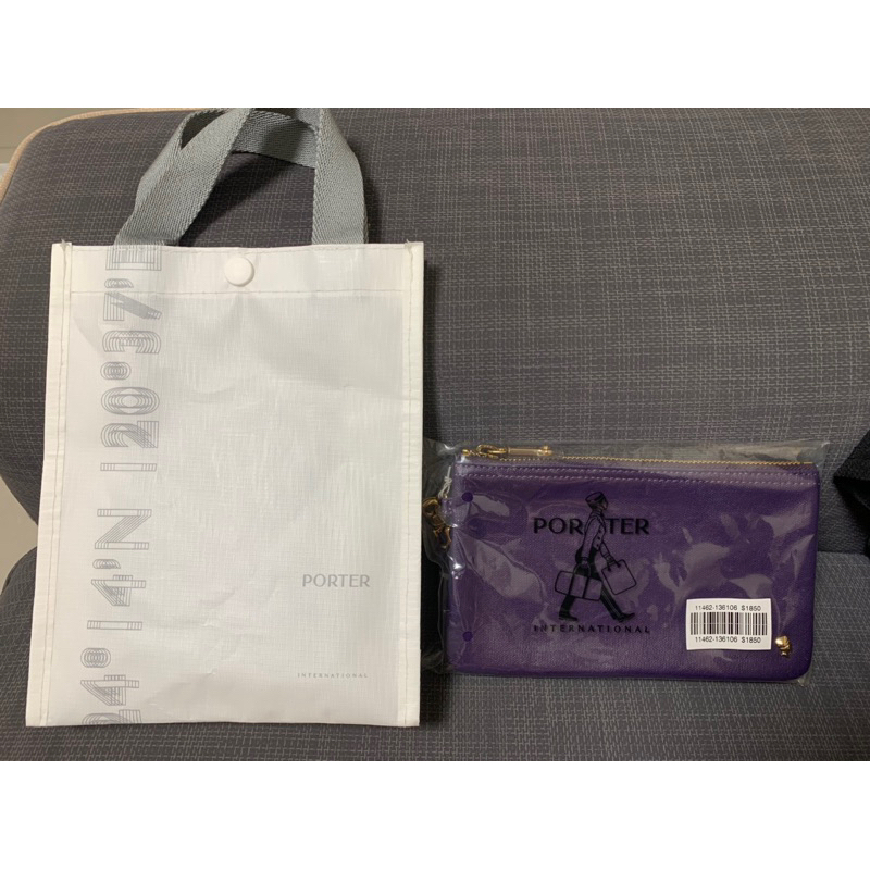 PORTER SPIRIT 手腕零錢包 煙燻紫 原專櫃購物袋 全新未用
